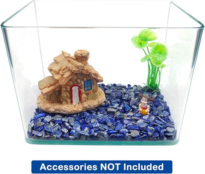 WAYBER 2 Lbs/920g Deep Blue Lapis Lazuli Pebbles Irregular Decorative Stones Natural Crystal Rock Gravel for Aquarium/Fish Turtle Tank/Succulent Plants/Air Plants Decoration (Fill 1.8 Cups)