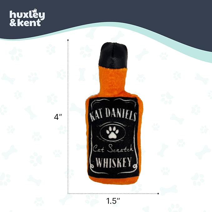 Huxley & Kent Plush Cat Toy - Interactive Catnip Toy for Cats & Kittens - Soft Kitty Toy with Crinkle & Catnip - Fun Indoor Play Toy - Kat Daniels Whiskey