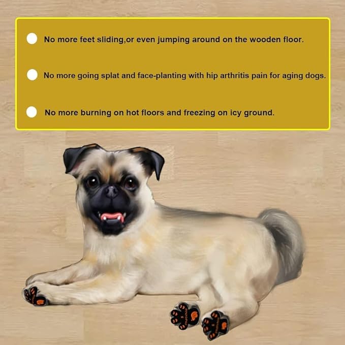 Dog Paw Pads Anti-Slip Grips,Dog Paw Protectors for Senior Dogs on Hot Pavement,Provides Traction to Keep Them from Slipping on Smooth Floors 12 sets-48 Pads Black XXL