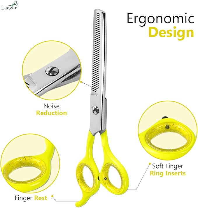 Laazar Dog thinning shears for dogs - Sharp Stainless Steel Blades with Colorful Handles, Safe and Easy-to-Use With Beautiful results, Long Lasting dog grooming thinning shears
