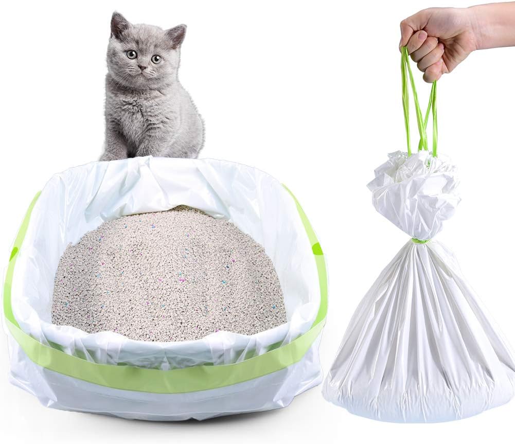 Cat Litter Liners Large, Jumbo Drawstring Extra Durable Pet Cat Pan Liners Extra-Thick Kitty Litter Box Bag-24 Count 36" x 19"