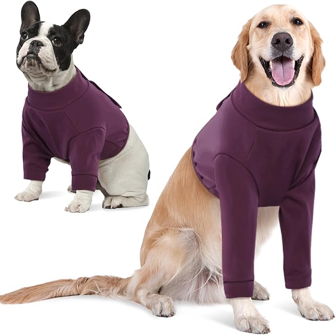 IDOMIK Dog Recovery Suit, Dog Surgery Recovery Suit Front Legs, Comfy Joint Leg Sleeves After Surgery, Elbow Braces Protector for Leg Injuries & Joint Pain, Cone Collar Alternatives,Purple,XL