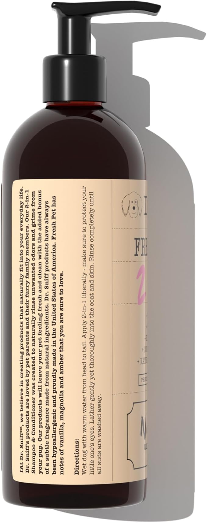 Dr. Sniff 2-in-1 Pet Shampoo & Conditioner, Ultimate Grooming Treatment for Dog & Cat Hair, Freshens Scent, Made in The USA, Fresh Pup Scent, 16 Oz