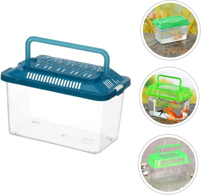 Plastic Turtle Fish Tank Plastic Handheld Fish Tank Portable Aquarium Clear Reptile Breed Container Cricket Keeper Lizard Tank Animals Turtle Tank Beard Leopard Print