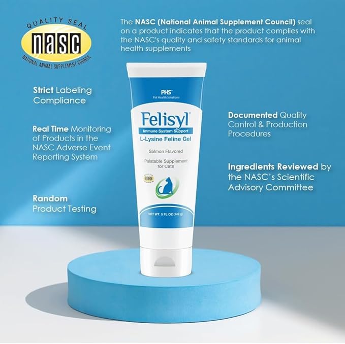 L-Lysine Gel for Cats (5oz) – Supports Immune, Respiratory, and Eye Health. Eases Sneezing, Runny Nose, and Watery Eyes. Tasty Salmon Flavor - Made in The USA (6 Pack)