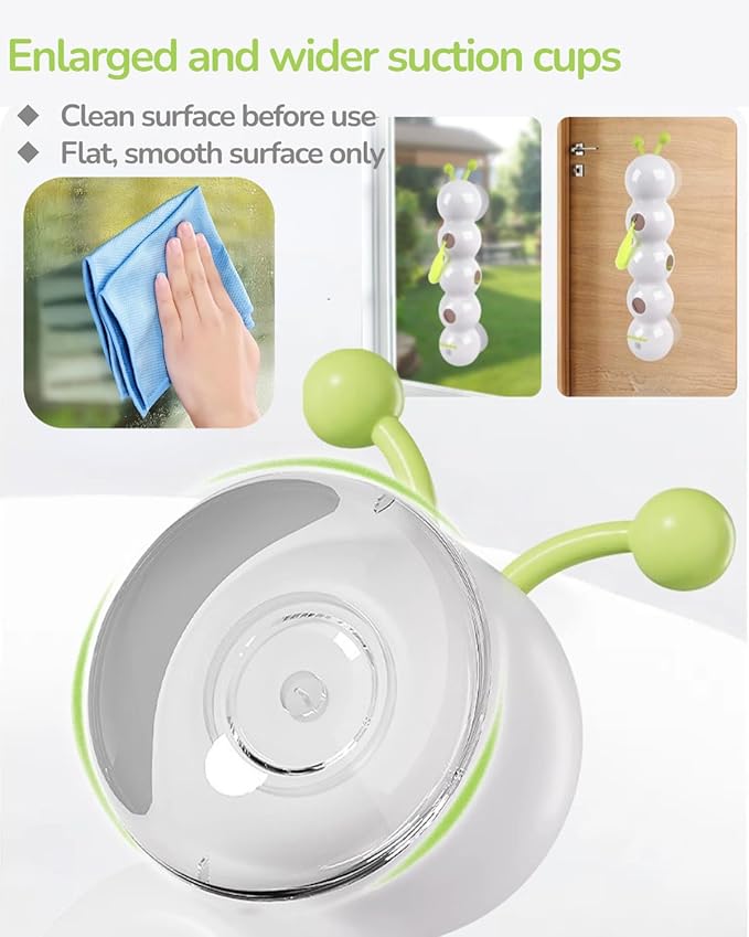 Interactive Caterpillar Cat Toy, Motion Sensor, Simulation of Biological Trajectory, ABS, USB Rechargeable, Stable Suction Cup, Cat Feather Toys for Indoor Cats, Caterpillar Smart Toy with 2 Tails