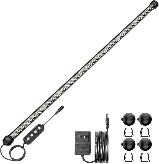 Led Aquarium Light with Timer, Submersible Aquarium Plant Light, Fish Tank Light with Auto On/Off, 3 Lighting Modes, Adjustable Brightness (26.8 in for 28-52inch Planted Tank), 14W