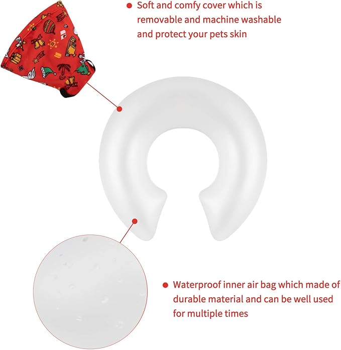 CuteBone Inflatable Dog Donut Collar with Removable Soft Fleece Covers for Small/Medium/Large Dogs and Cats After Surgery GWB07M