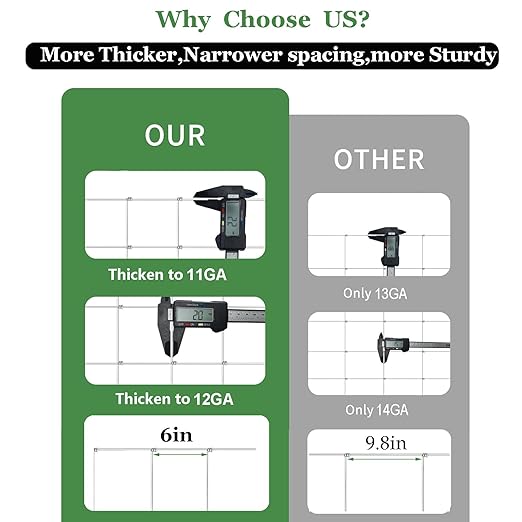 Farm Fence 6ft x 100ft Heavy Zinc Coating Field Wire Fencing, Deer Fence, Galvanized Livestock Fence,Goat Fence,Hog Wire Fencing, Garden Fencing Used to Yard and Garden