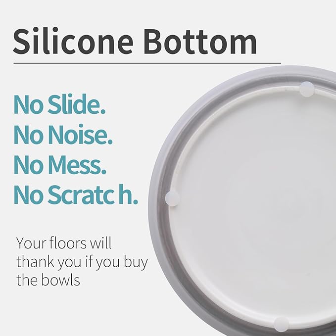 Grey White Dog Bowl Ceramic for Medium Large Breed, Heavy Weighted Dog Food Water Feeder Dish, 8 in Non - Slip Modern Cute Extra Big Porcelain Pet Bowl Maze Wide Mouth