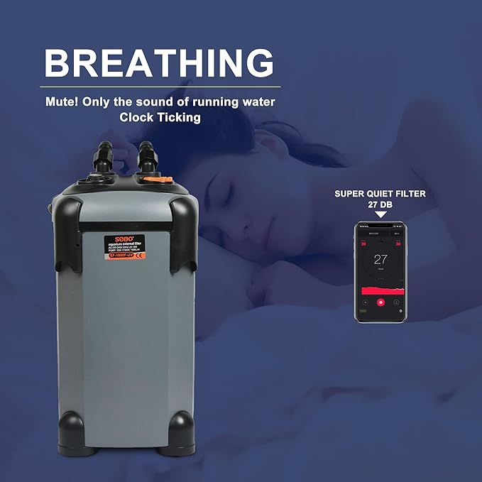 Aquarium Canister Filter with 3 Media Trays Spray Bar External Canister Filter for Large Fish Tank and Aquariums, 1000F-266GPH