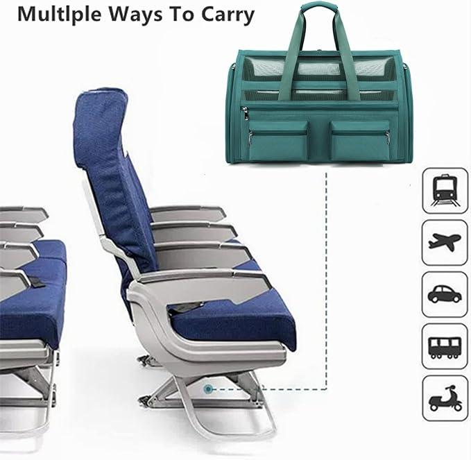 Cat Carrier Bag,Soft Sided Ventilated Pet Carrier for Small Dog Airline Approved Travel Puppy Carrier with Breathable Mesh, Foldable Portable for Outdoor Car