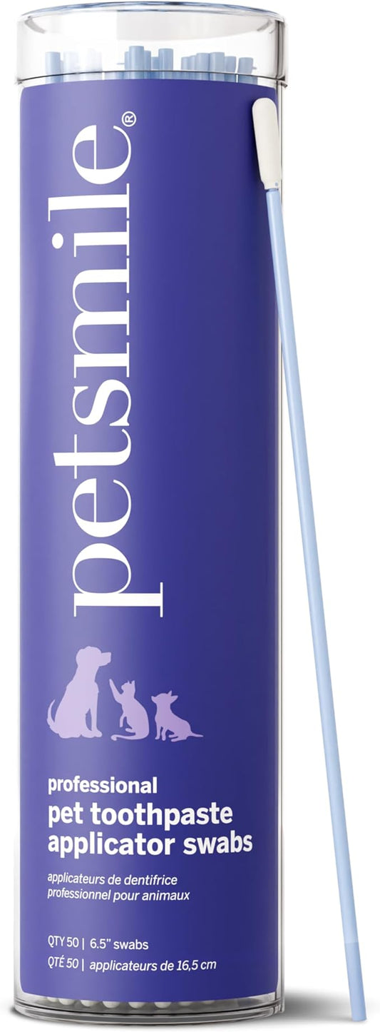 Petsmile Professional Pet Toothpaste Applicator Swabs - Cat & Dog Toothbrush Alternative - Dental Care for Small & Large Pets - Cat & Dog Teeth Cleaning - Dog Toothpaste Not Included (50 Swabs)