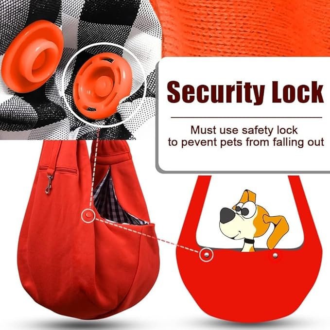 Tomkas Small Dog Sling Carrier - Zipper Pocket & Classic Strap - for 3-10 lbs Pets(Red)