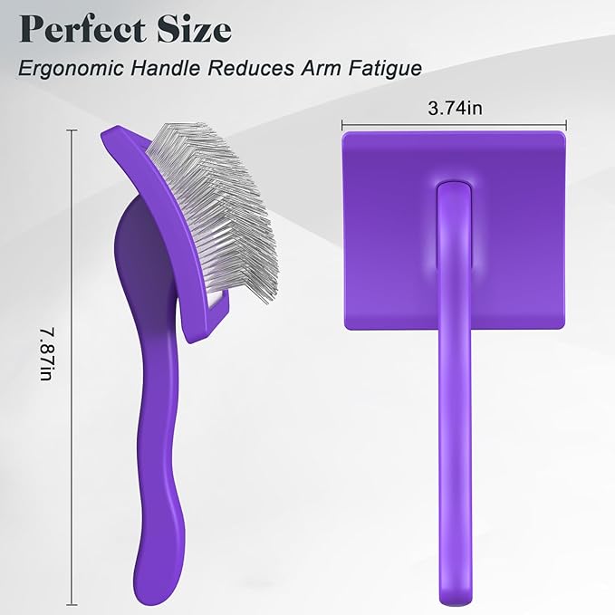 2PCS Slicker Brush for Dogs & Pet Comb,Professional Dog Grooming Brush (Goldendoodles,Poodles,Labradoodles) with Extra Long Pins to Effectively Remove Tangles, Knots and Mats (Purple)