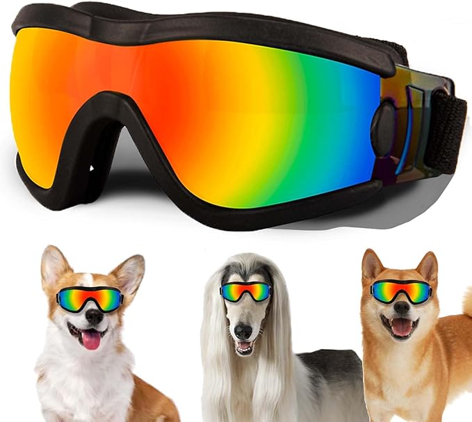 Medium Dog Sunglasses with Adjustable Strap UV Protection, Winproof Puppy Sunglasses, Suitable for Dogs Eyes Protection，Soft Dog Goggles