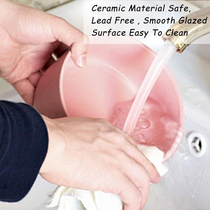 Petygooing Ceramic Cat Dog Bowl Set with Stand,Pink Pet Food and Water Dish,Small Dog Bowls Anti Slip Set of 2 Cat Bowls Pet Food Dishes Pet Bowl Small Size Pet (13.5OZ/5.1 in)