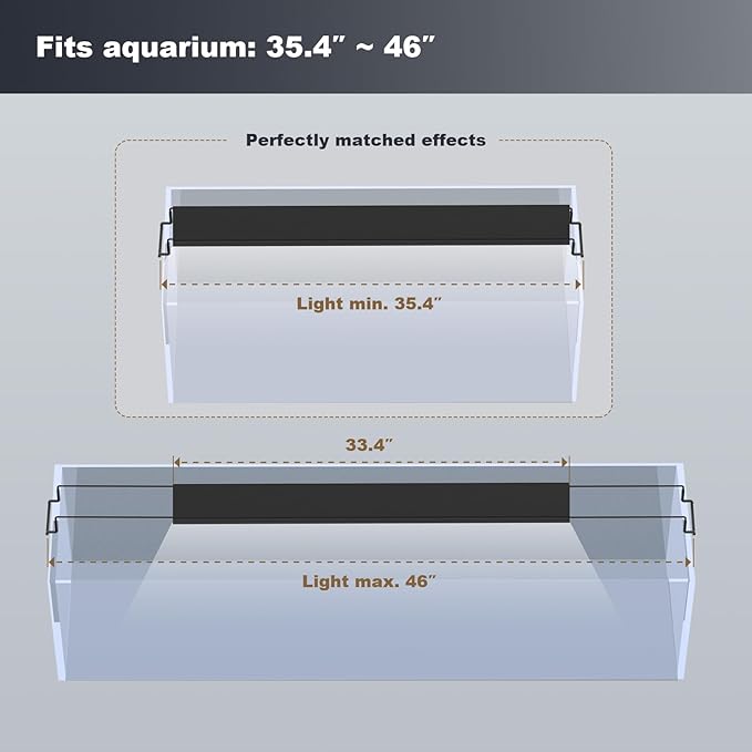 GLOWRIUM Aquarium Light, LED Freshwater Fish Tank Light with Timer, Full Spectrum Planted Aquarium Grow Lights with Daylight/Moonlight Mode, Brightness Adjustable, Auto On/Off (36-46 in)