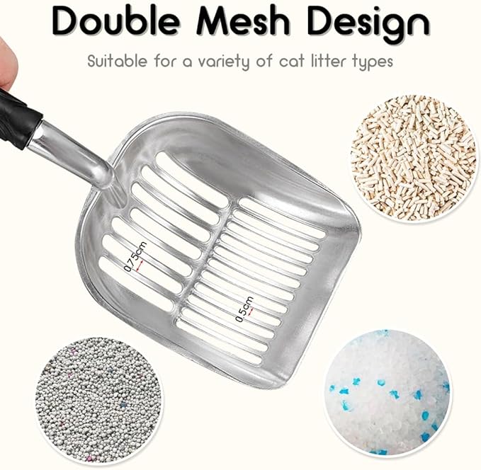 Cat Litter Scoop - Sturdy Mesh Scooper,Long Handle Cat Scooper,Aluminum Alloy Sifter Metal Scoop,Poop Sifting,Mesh shovel,Suitable for Cat Litter Box,Christmas GiftSuitable for Cat Litter Box