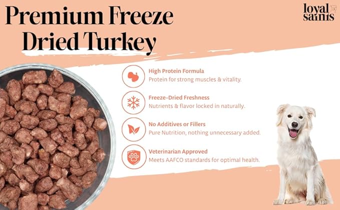 Freeze Dried Raw Dog Food - Premium Turkey and Salmon Flavor with High Protein and Grain Free Dog Food for All Breeds and Picky Eaters - Versatile as Meal Topper, Snack, and Treats, 14 Oz