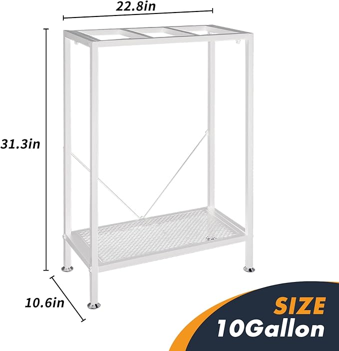 Fish Tank Stand: The Perfect 10 Gallon Metal Aquarium Stand Measuring 22.8" W x 10.6" D x 31.3" H to Fit Your Aquatic Display Needs. (10 Gallon-White)