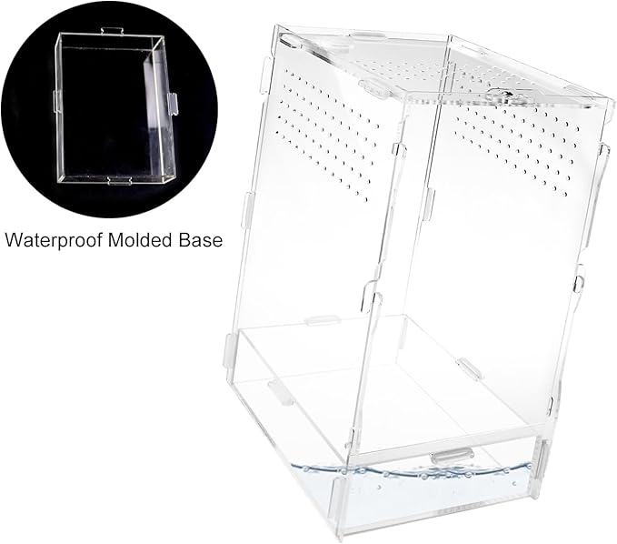 NANEEZOO Micro Habitat Terrariums with Locking Latch, 8x6x12 Inches Acrylic Reptile Tank with Water-tight Base, Arboreal Enclosure for Tarantula Jumping Spiders Small Tree Dwelling Reptiles (Arboreal)