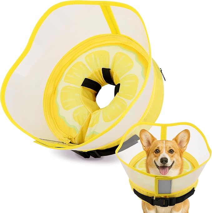 Inspack Soft Dog Cone Collar, Inflatable Donut Cones Alternative after Surgery with No-Lick Shield for Large/Medium/Small Dogs to Stop Licking, Elizabethan Neck Ecollars of Shame Comfy Pillow Recovery