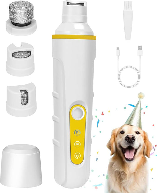 Dog Nail Grinder with Enhanced LED Light – Super Quiet, 2-Speed, USB-C Rechargeable, LED Smart Display, 3 Grinding Options, Pet Nail Trimmer for Dogs Cats and All Pet Sizes