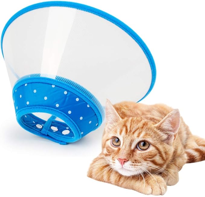 Pet Cone Recovery Dog Cone Adjustable Dog Collar Clear Padded Collar with Breathable Soft Edge, Plastic Puppy Cone Protect The Neck Surgery Recovery, Designed for Cats and Puppies (Medium, Blue)