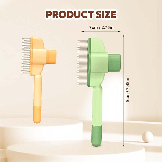 Zen Brush for Cats, Zenbrush Cat Comb, Self Cleaning Pet Comb Grooming Brush, Catdogcomb Pet Grooming for Massaging and Cleaning Shedding Hair (Green)