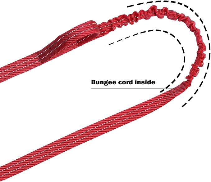 ICEFANG Tactical Dog Leash,K9 Training Walking Bungee Lead with 2 Control Handle,Heavy Duty Quick Release Metal Clasp,for Medium Large Breed (Reflective Red, 6 FT)