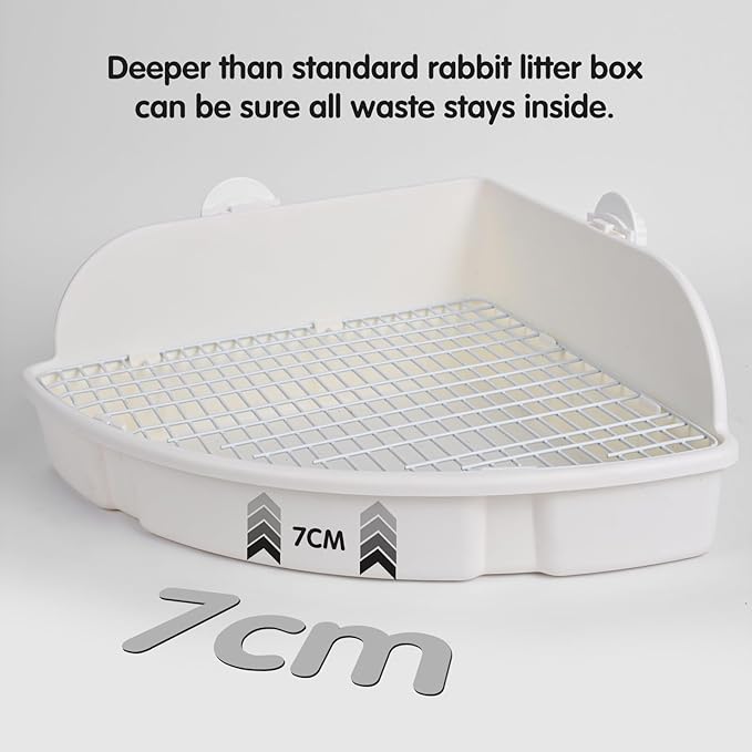 RUBYHOME Rabbit Litter Box Large Bunny Guinea Pig Corner Litter Box Potty Trainer Bigger Pet Pan Hamster Bedding Cage Litter Fanshaped for Adult Guinea Pigs Chinchilla Ferret, 20 in x 13.2 in x 6 in