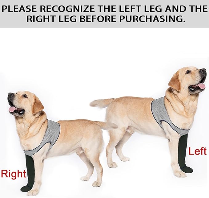 COODEO Dog Socks to Prevent Licking Paws, Healing Boots & Paw Protectors with Non-Slip Bottoms for Wound Protection, Waterproof Sleeve Shoes for Licking（Grey，2XL_Left