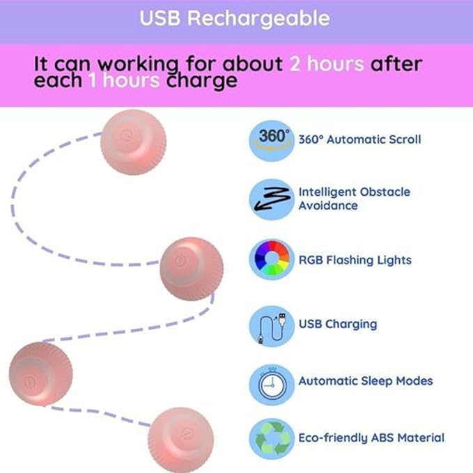 Power Ball 2.0 - Interactive Smart Cat Toy, Automatic Rolling Ball for Indoor Cats, USB Charged (Blue)