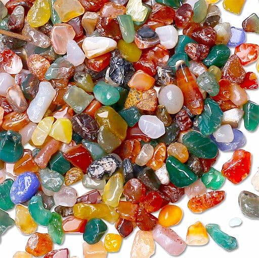 YATOJUZI Colorful Agate Aquarium Gravel Rocks Mix-color Bulk Wholesale Tumbled Crystals Stones Chips Crushed Reiki Energy Balancing Gemstones Planter Vase Filler Fountain Fish Tank Potted Decor 0.44LB