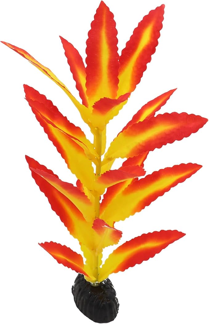 Silk Aquarium Plants for Betta Fish Tank, 2 Pcs 7.8 Inch Small Silk Aquarium Plant Aquatic Water Grass Decoration (Yellow-Red, 8 Inch)