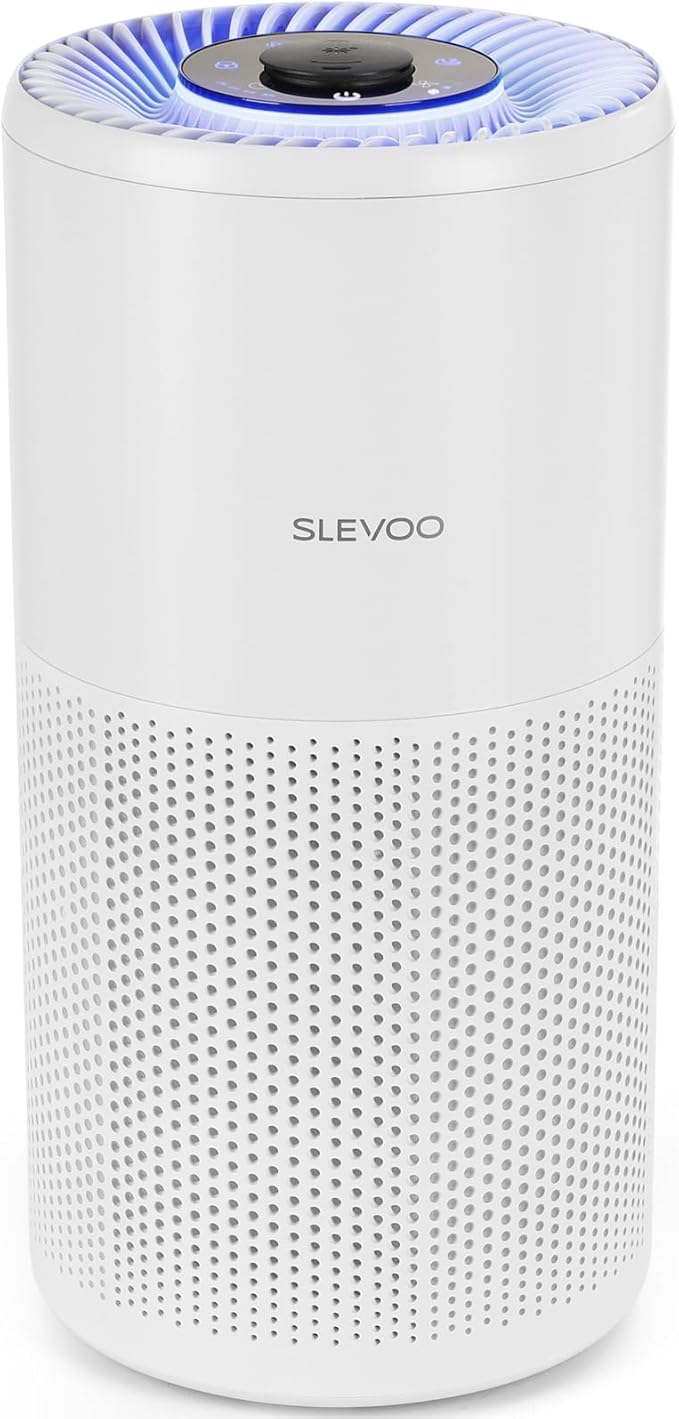 SLEVOO Air Purifier for Home Bedroom up to 1015 ft², Allergies Pet Hair, 3-in-1 Filter with hepa Air Purifier, Ultra Quiet 24 DB Sleep Mode,Aromatherapy,clean for Allergies,Pollutants,Smoke （White）