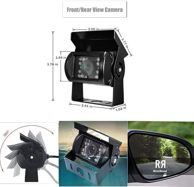 Backup Camera Kit 7 inch 4-Spilt Monitor Rear View Cameras with IP 67 Waterproof 18 IR Night Vision Car Camera for Tucks, RVs,Trailers,Bus,Vans + 4pcs 10m/393.7inch Cables