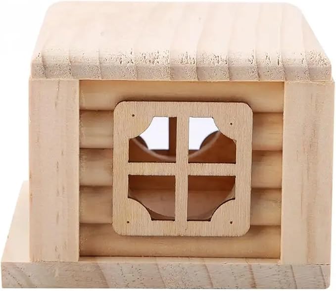 Hamster Cages Natural Wooden Hamster House Flat Top Cabin Hamster