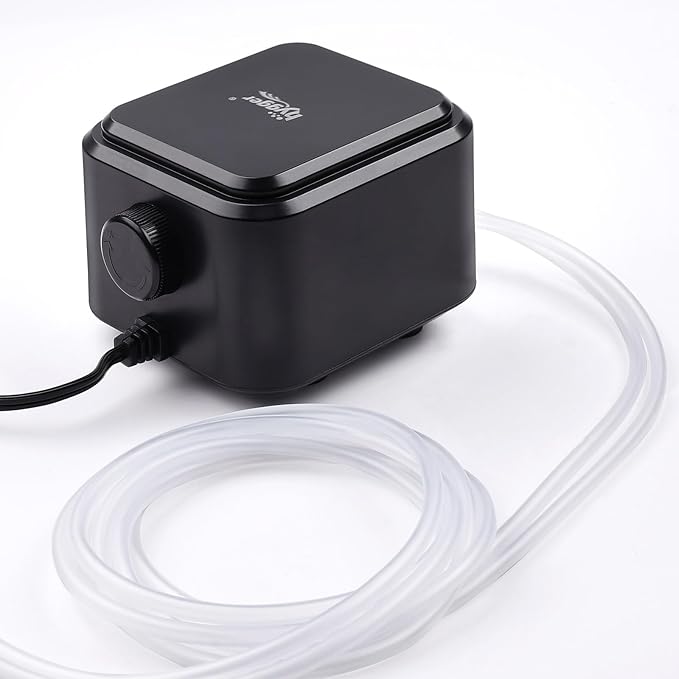 hygger Quietest Aquarium Air Pump, Adjustable Oxygen Pump 2 Air Outlets Ultra Silent Powerful Aerator Pump (3.5W,Up to 120Gallon)