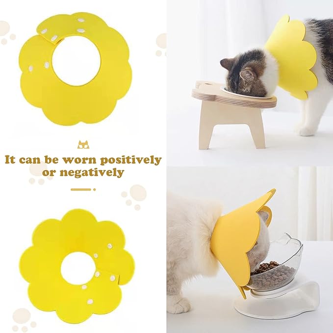 3-Piece Cat Recovery Collar Set - Sunflower Neck Cat Cone Anti-Licking Collars to Prevent Biting & Scratching (Pink, Orange, Yellow, S)