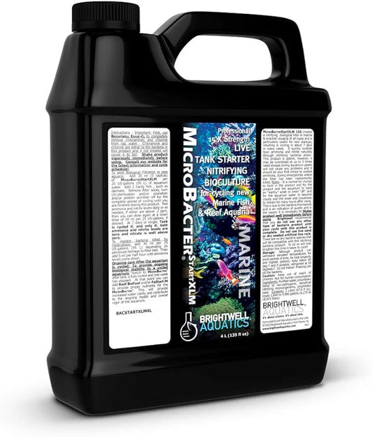 Brightwell Aquatics MicroBacter Start XLM - Concentrated Freshwater Nitrifying Bacteria - Quick Start Fish Tank Starter, Lift Microbe Levels & Water Filtering - Aquarium Water Treatments, 135.2 fl oz