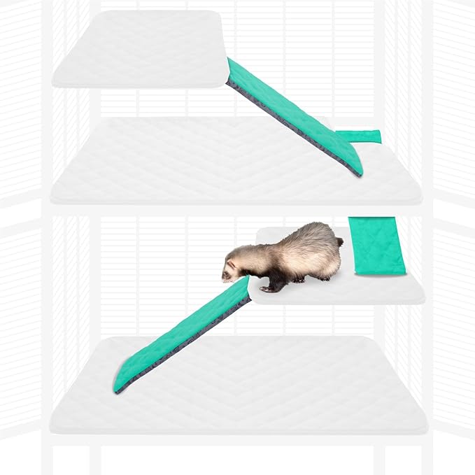 Paw Inspired® Fleece Liners for Ferret Nation, Critter Nation * Cage Ramp for Ferrets, Rats, Chinchillas, Hedgehogs & Other Small Animals (Green, Ramp Cover - 3 Pack)