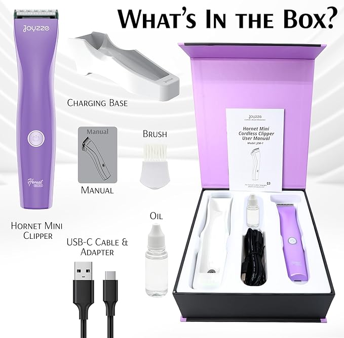 Hornet Mini Purple - Compact and Portable Pet Trimming Dog Clippers with Sharp Blades for Precise Trims, Ideal for Grooming on-the-go