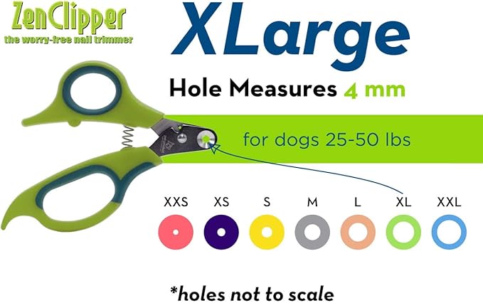 Zen Clipper Pet Nail Clipper for Dogs – Dog Nail Trimmer for Safer Pet Grooming Care - Clean, Quiet, and Easy-to-Use Stainless Steel Claw Trimmer - (4mm Hole)