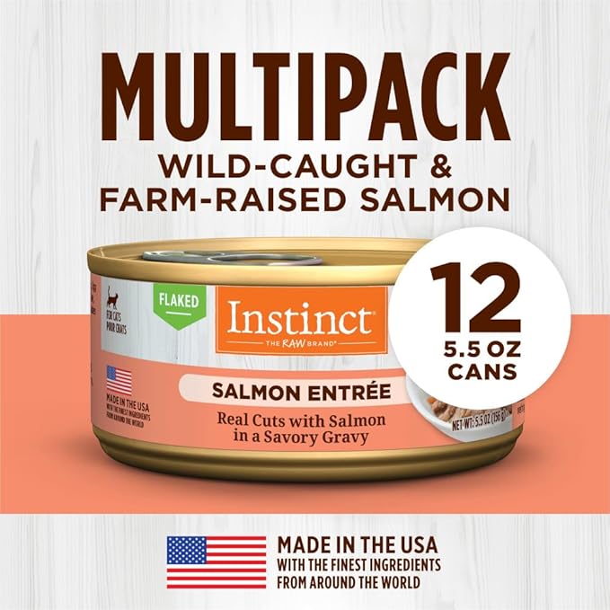 Instinct Flaked Entrée Wet Canned Cat Food - Salmon, 5.5 oz. Cans (Pack of 12)