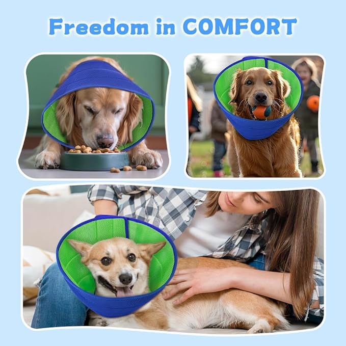 Soft Dog Cone Recovery Collars & Cones After Surgery for Medium Large Dogs, Comfy Ecollars to Stop Licking, Adjustable, Dog Ecollars for Recovery Plastic: Superior Support Fabric: Soft Comfort, XL