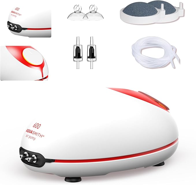 5w Ultra Quiet Aquarium Air Pump, Aquarium Aerator Adjustable Airflow, Single Hole Suitable for 100 to 160 GPH Fish Tank