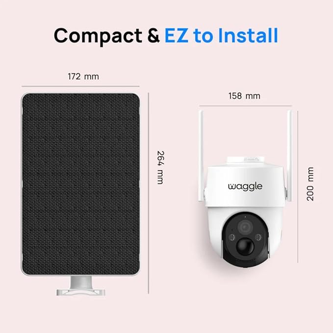 Waggle RV Pet Temperature Monitor + 4G Security Camera with Solar Powered Panel - Supports Multi-Carrier Network
