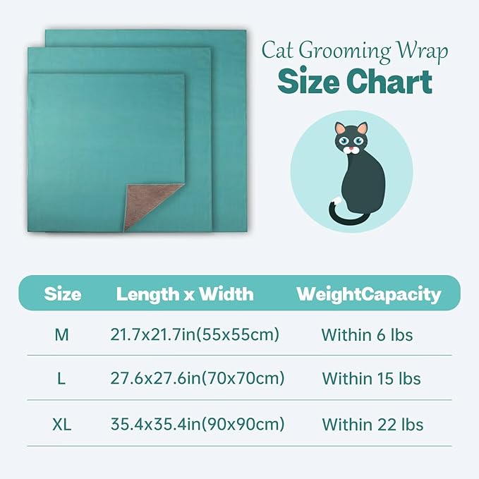 Paw Legend 35.4" Cat Wrap for Grooming Cat Wrap for Cutting Nails Cat Restraint for Nail Clipping Self Adhesive Blanket Restraint Cloth for Cats Within 22lbs
